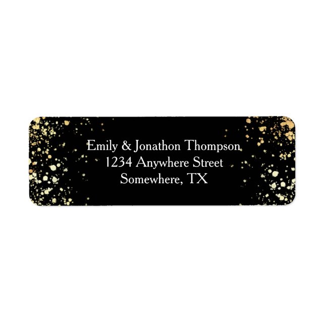 Elegant Gold Confetti Blanc Adresse de retour Blac (Devant)