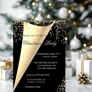 Elegant, Gold Confetti Company Christmas Party Invitation