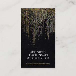 Elegant Gold Confetti Dots Pattern on Black Paper Business Card