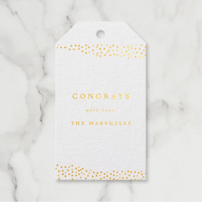 Elegant Gold Confetti Gift Tags (Front)