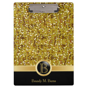 Elegant Gold Confetti Glitter Print Clipboard