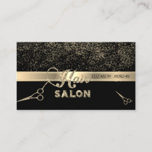 Elegant Gold Confetti Glitter Scissors Business Card