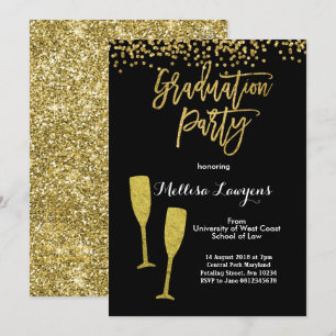 Elegant Gold Confetti Graduation Party Invitation