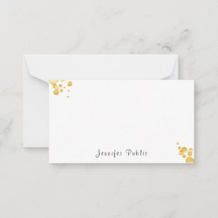 Elegant Gold Confetti Handwritten Monogrammed Card