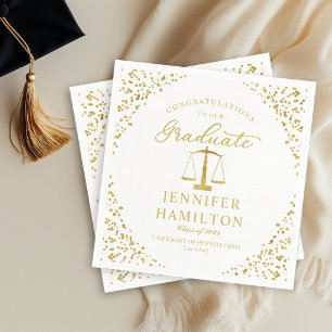 Elegant Gold Confetti Law School Graduation White Napkin