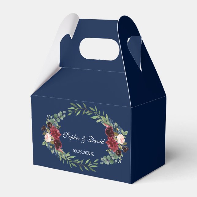 Elegant Gold Confetti Love Burgundy Wedding Favor Box (Front Side)