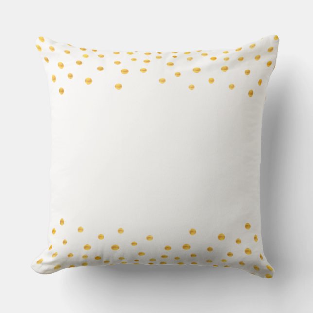 Elegant Gold Confetti on White Throw Pillow (Front)