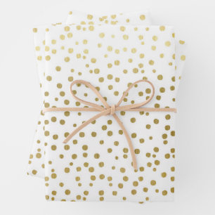 Elegant Gold Confetti Pattern Wedding Wrapping Paper Sheet