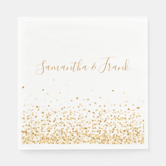 Elegant Gold Confetti Personalized  Napkin (Front)