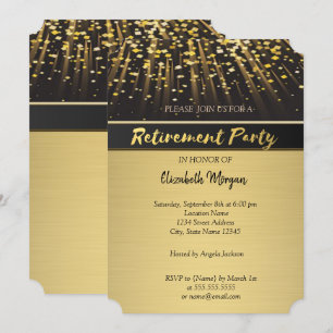 Elegant Gold Confetti  Retirement Party Invitation