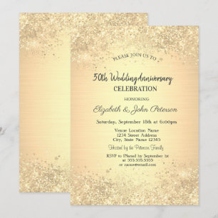 Elegant Gold Confetti Wedding Anniversary Invitation