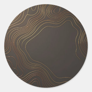 Elegant Gold Contour Waves Abstract Luxury Design Classic Round Sticker