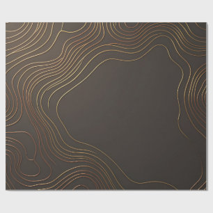 Elegant Gold Contour Waves Abstract Luxury Design Wrapping Paper