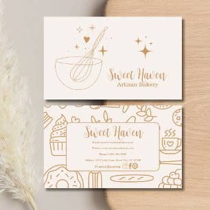 Elegant Gold Cooking Utensil Bakery Business Card