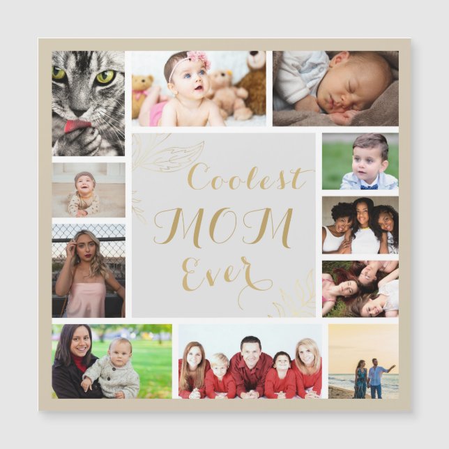 Elegant Gold Coolest Mom Ever Gold Photo Magnet (Front)