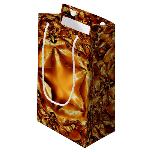 Élégant Gold Copper Christmas Star Chic Cadeau Sac (Devant Angle)