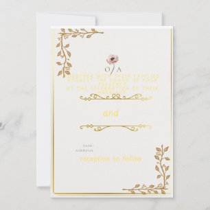 Elegant Gold Corner Wedding Invitation Simple Fl