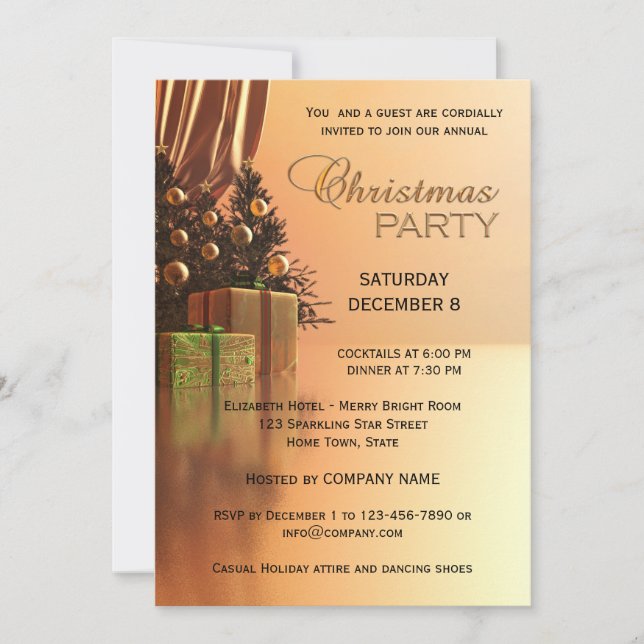 Elegant Gold Corporate Christmas Party Invitation (Front)