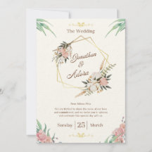 Elegant Gold & Cream Minimalist Wedding Invitation