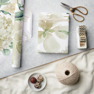 Elegant Gold Creme Watercolor Rose Vowel Renewal Wrapping Paper