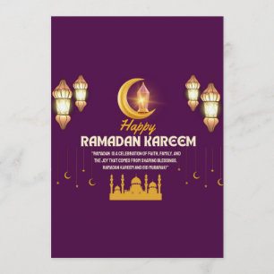 Elegant Gold Crescent Ramadan Mubarak Greeting Invitation