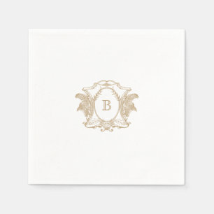 Elegant Gold Crest Monogram Wedding Napkin
