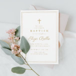 Elegant Gold Cross Baptism & Christening Invitation<br><div class="desc">A sweet baptism invitation featuring a beautiful gold glitter frame and cross detail classic editable baptism text.</div>