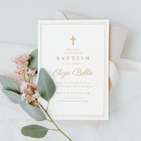 Elegant Gold Cross Baptism & Christening
