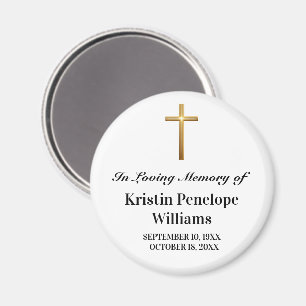 Elegant Gold Cross Celebration Of Life Funeral Magnet