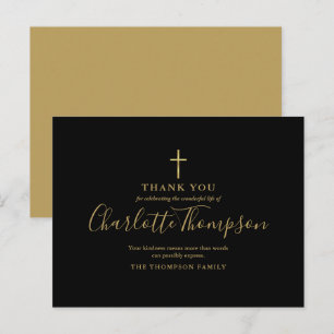 Elegant Gold Cross Memorial Funeral Thank You Postcard