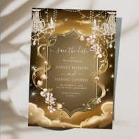 Elegant Gold Crystals Chandelier Save The Date
