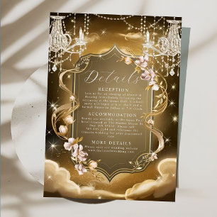 Elegant Gold Crystals Chandelier Wedding Enclosure Card
