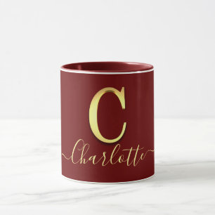 Elegant Gold Custom Monogram C Name Mug