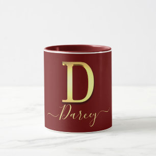 Elegant Gold Custom Monogram D Name Mug