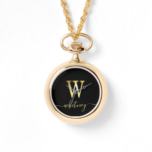 Elegant Gold Custom Monogram W Name Watch