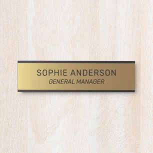 Elegant Gold Custom Name Job Title Door Sign