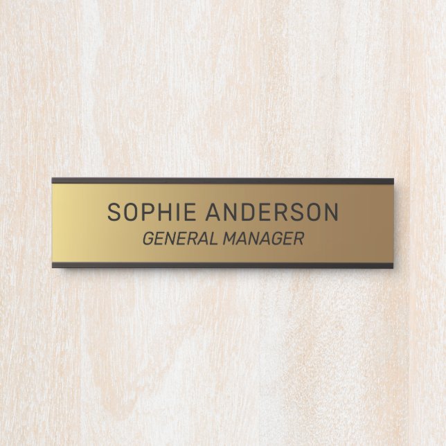 Elegant Gold Custom Name Job Title Door Sign (Front)