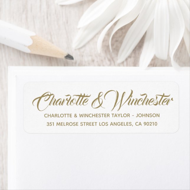 Elegant gold custom script modern chic Wedding  (Insitu)