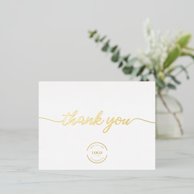 Elegant Gold Customer Appreciation Business Foil Holiday Postcard (Standing Front)