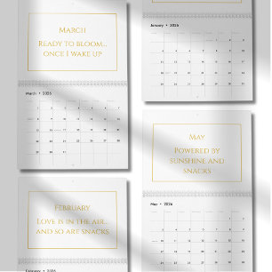 Elegant Gold Cute Quote Calendar 2026