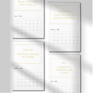 Elegant Gold Cute Quote Calendar 2026