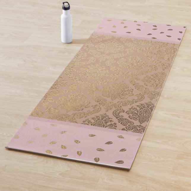 Elegant Gold Damask Gold Leaf Yoga Mat (In Situ)