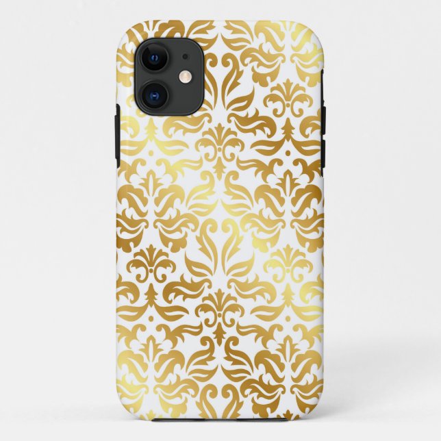 Elegant Gold Damask iPhone Case (Back)