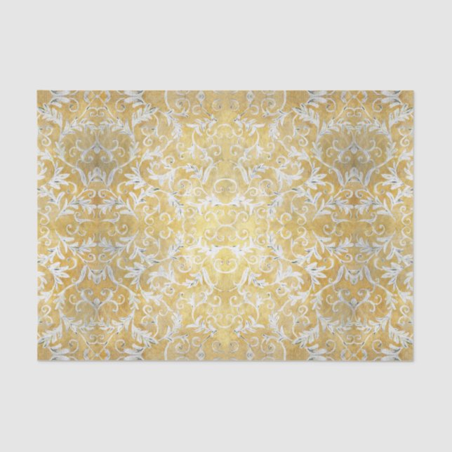 Elegant Gold Damask Pattern Tissue Paper (Front)
