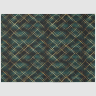 Elegant Gold & Dark Green Tartan Plaid Christmas  Tissue Paper