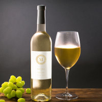 Elegant Gold Deco Wreath Monogram Wine Label