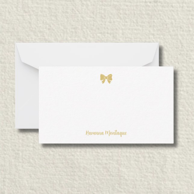 Elegant Gold Decorative Bow Handwritten Name  Card (Creator Uploaded)