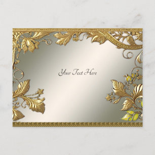 Elegant Gold Decorative Floral Postcard