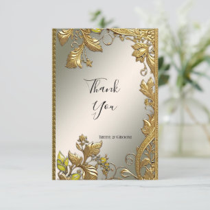 Elegant Gold Decorative Floral Thank You Card