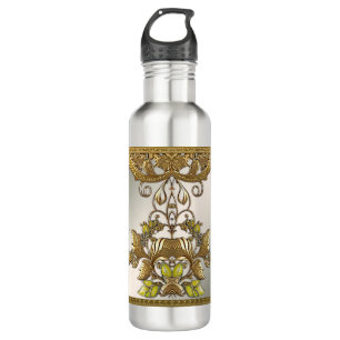 Elegant Gold Decorative Floral Water Bottle